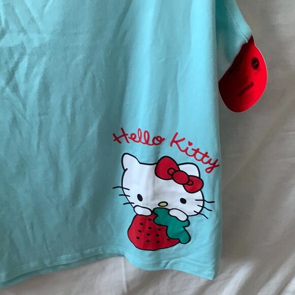 HELLO KITTY Strawberry Pajamas Set in Mint/Red Sz LARGE - Picture 3 of 6